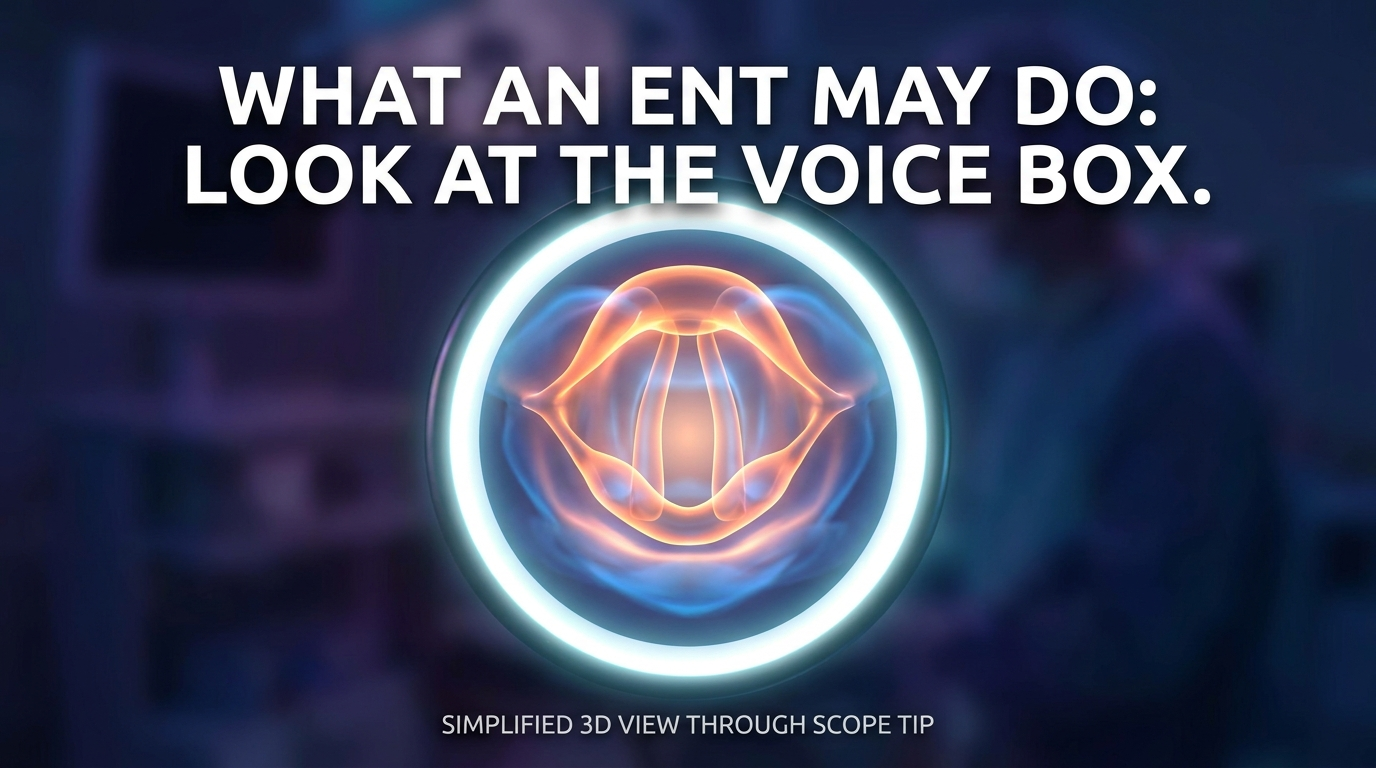 What an ENT may do—look at the voice box with a simple scope view.