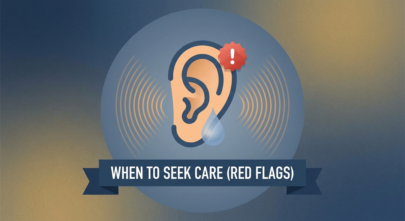 Warning icon with stylized ear and droplet indicating red flags