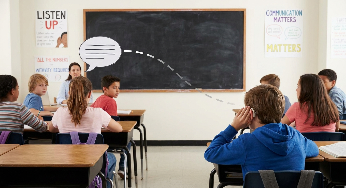 School-age and teen hearing signs in class