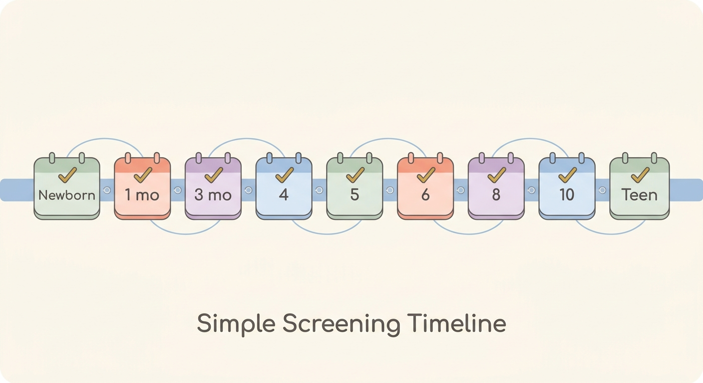 Simple screening timeline across childhood