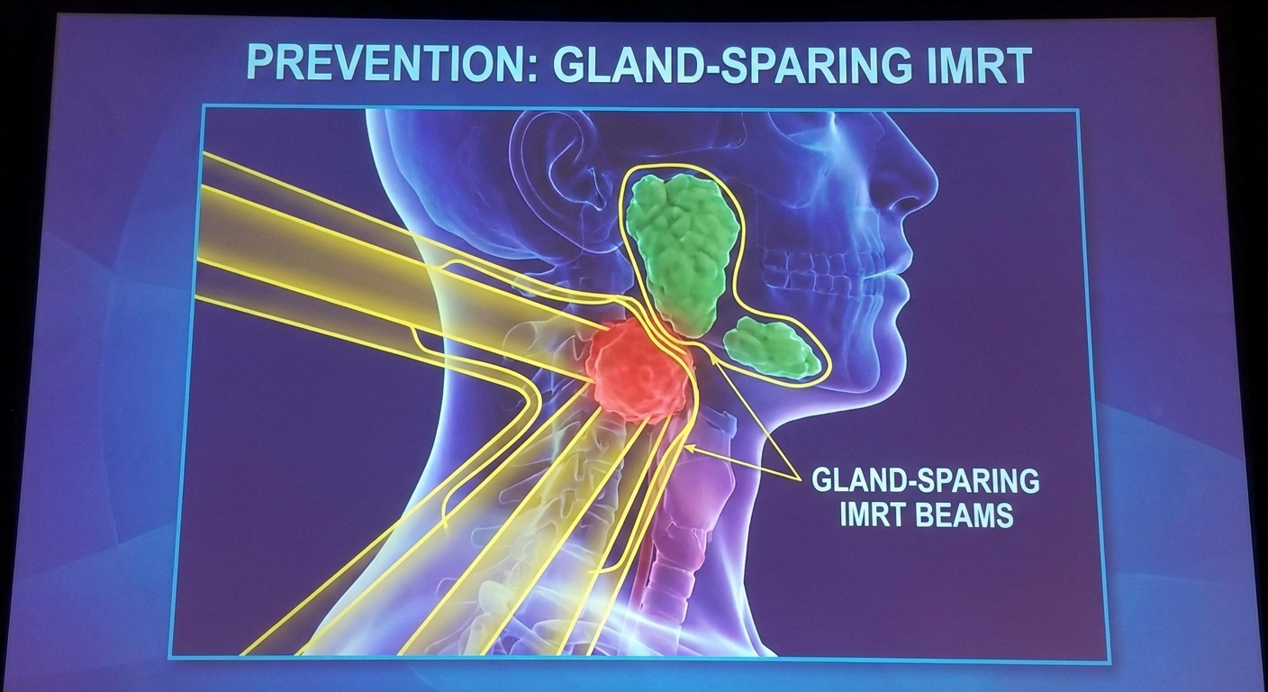 Prevention with gland-sparing IMRT—radiation beams shaped away from glands.