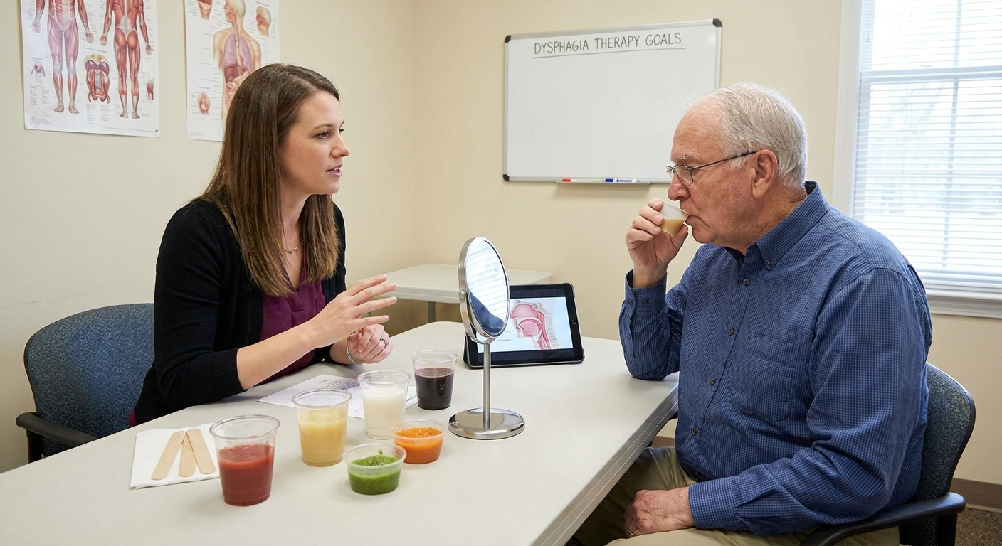 Swallowing therapy setup