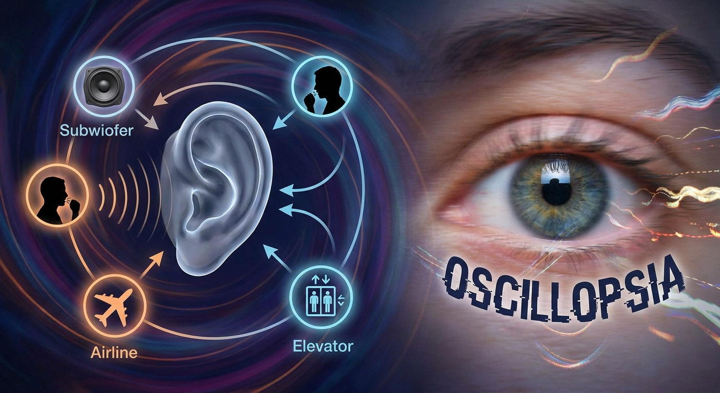 Sound and pressure triggers with oscillopsia