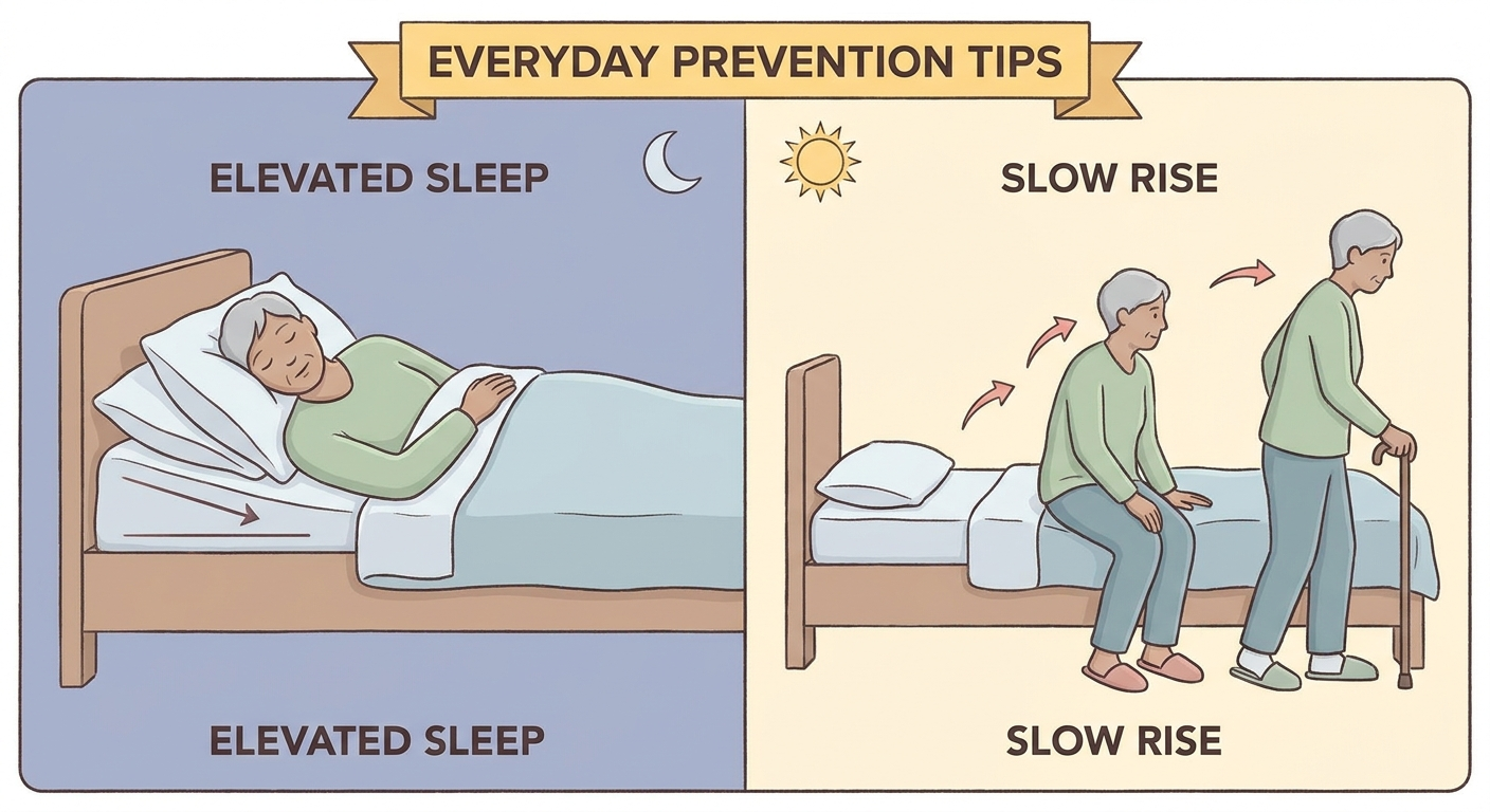 Everyday prevention tips: elevated sleep and slow rise