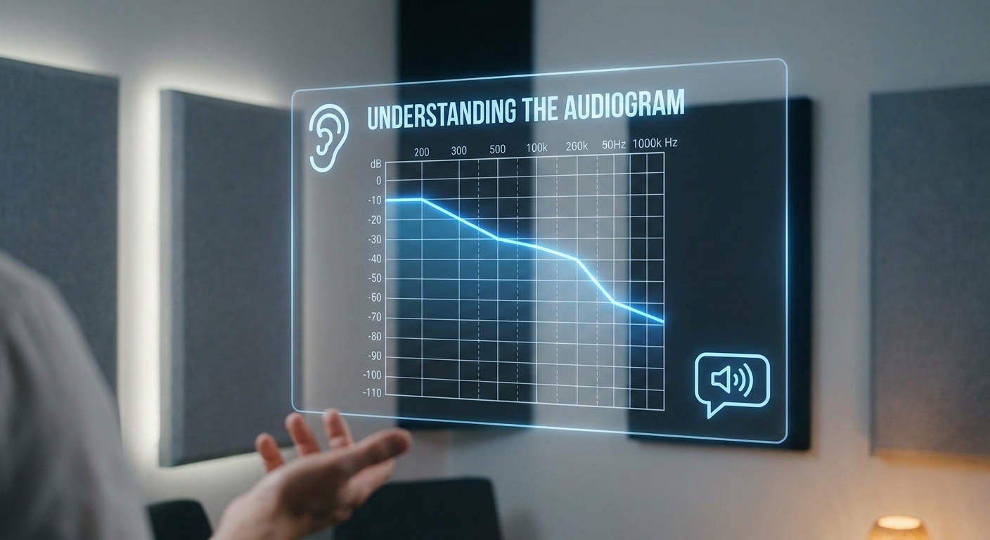 Understanding the audiogram: chart with speech and ear icons