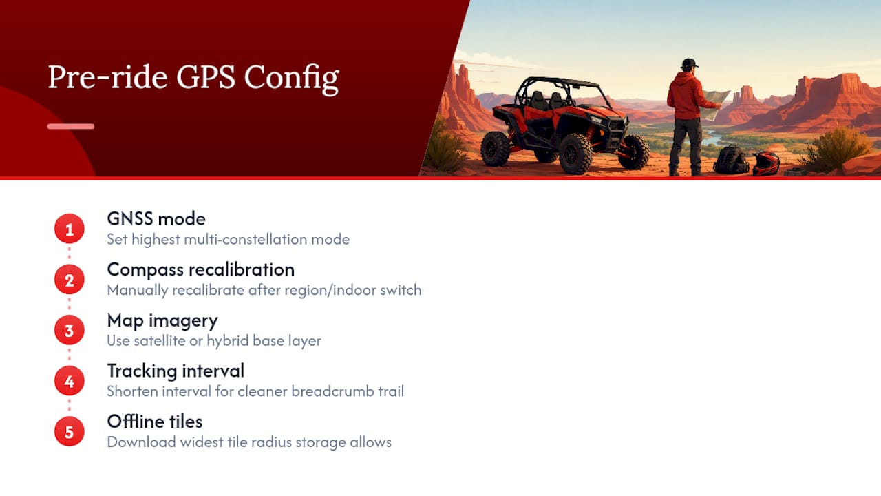 Five GPS calibration settings for Moab rides