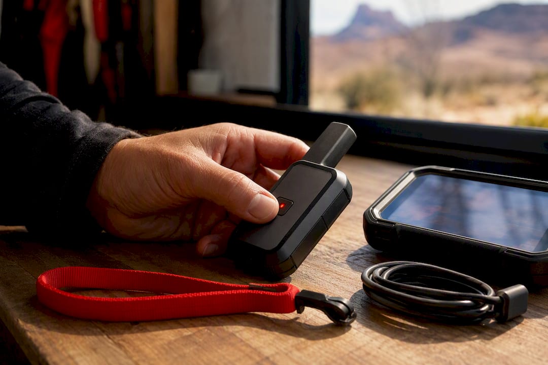 Hand testing an emergency satellite communicator