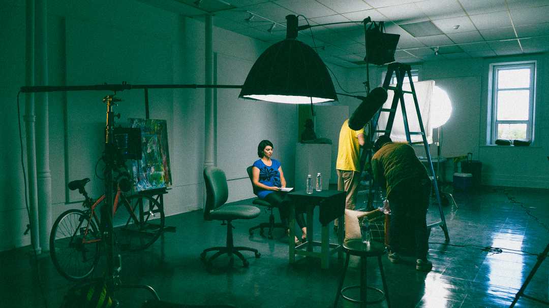 A picture of filming on set