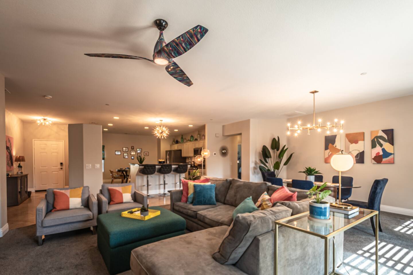 Interior living space at the Tropical Villa in Palm Springs