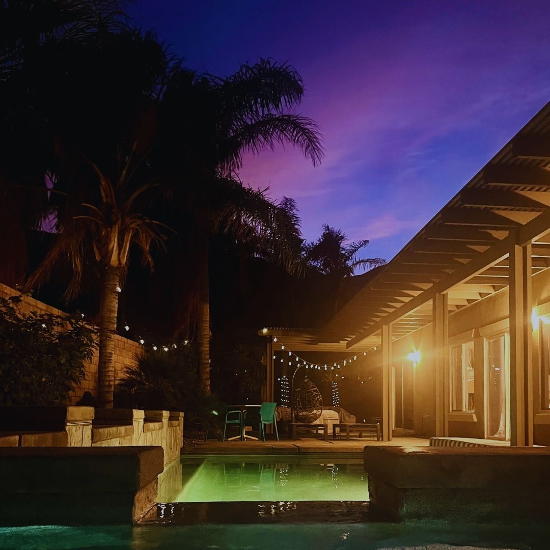Heated saltwater pool and spa luxury vacation rental in palm springs