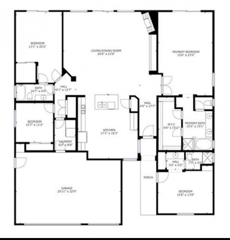 Floorplan of the house at Tropical Villa Palm Springs