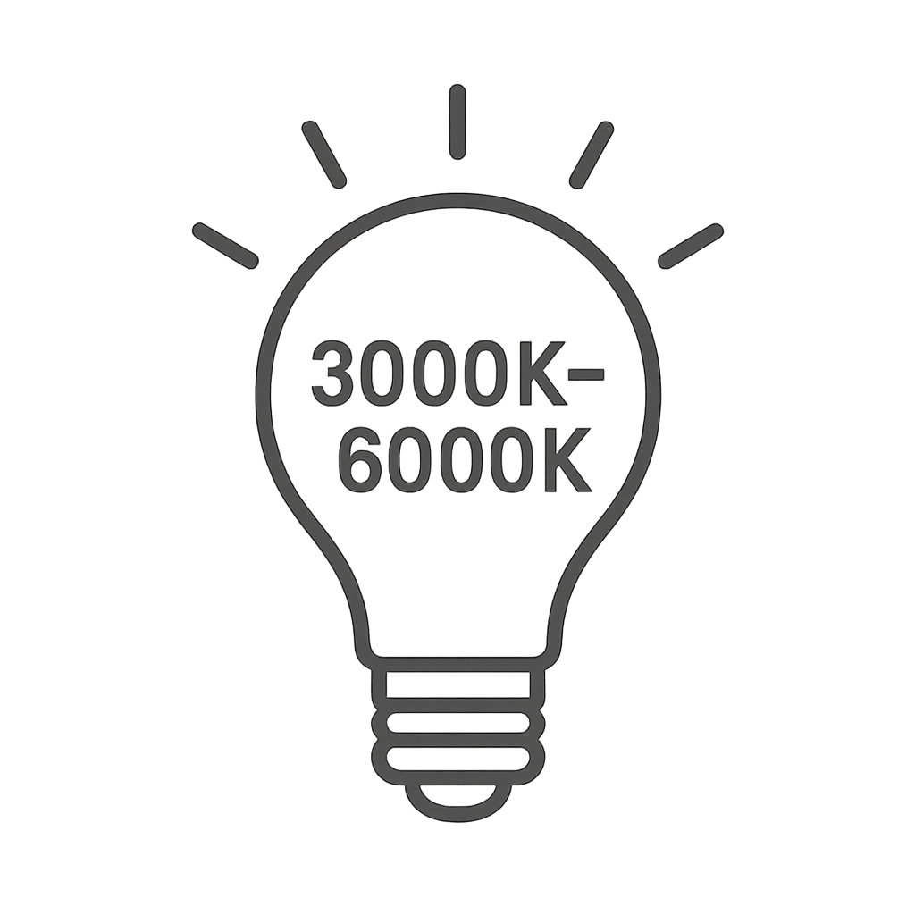 Icon representing RimeBrite TrueWhite LED technology that delivers real white light using dedicated 3000K–6000K LEDs.