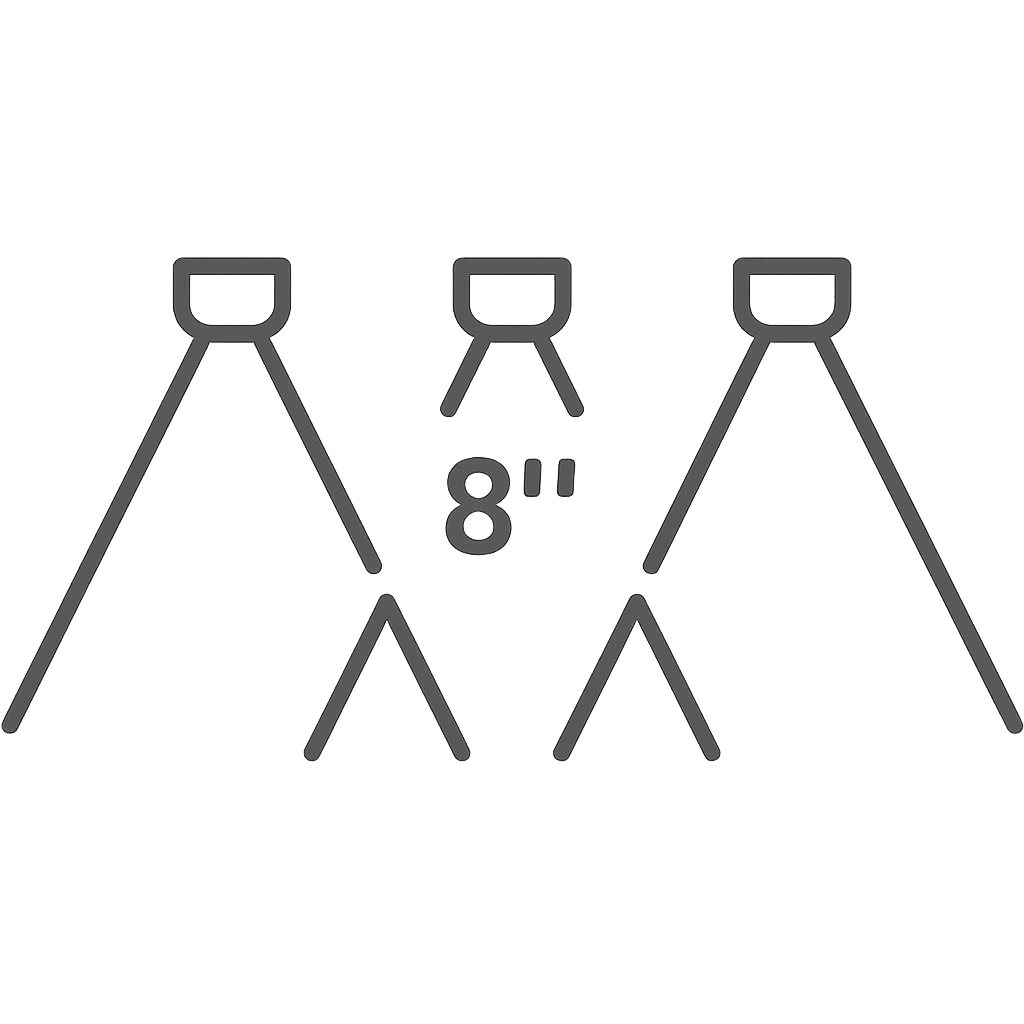 Icon representing RimeBrite lighting with 7-inch spacing and a wide 140° beam for smoother, brighter light coverage without dark gaps.