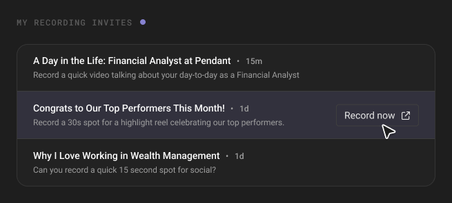 Socialive recording invites dashboard