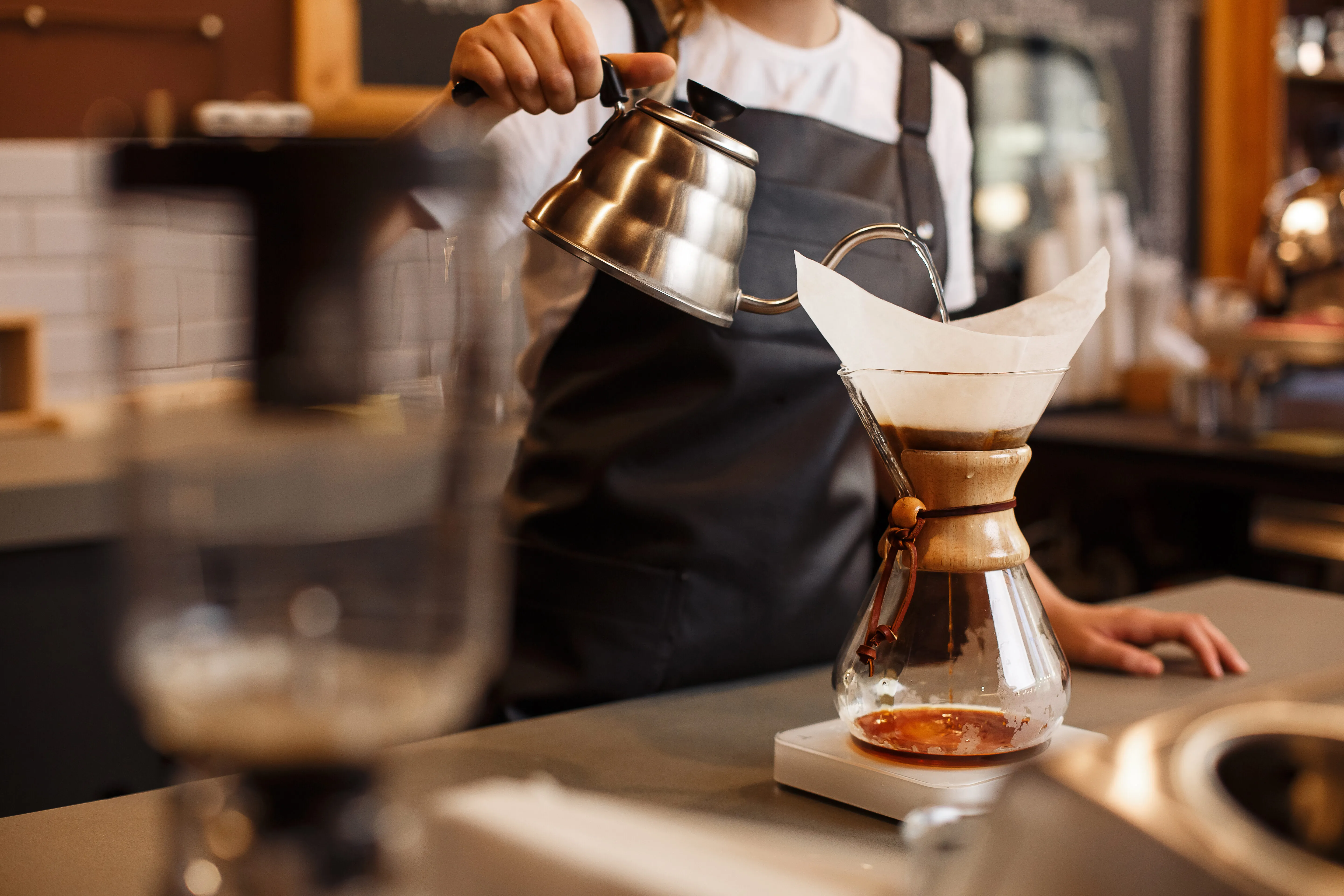 pouring coffee stock image