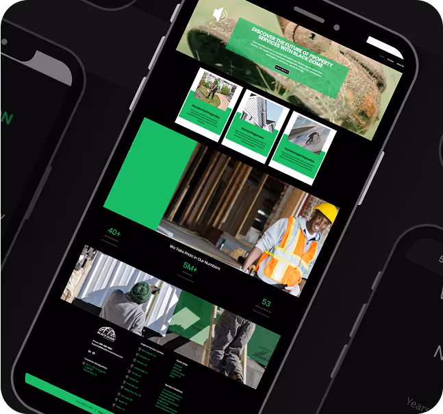 Mobile view of Black Dome Services website demonstrating responsive development and clean user interface.