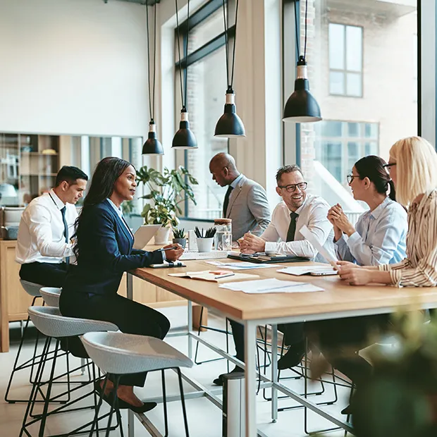 An experienced tax and accounting team having a meeting.