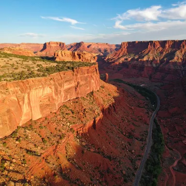 A view of a canyon with a river