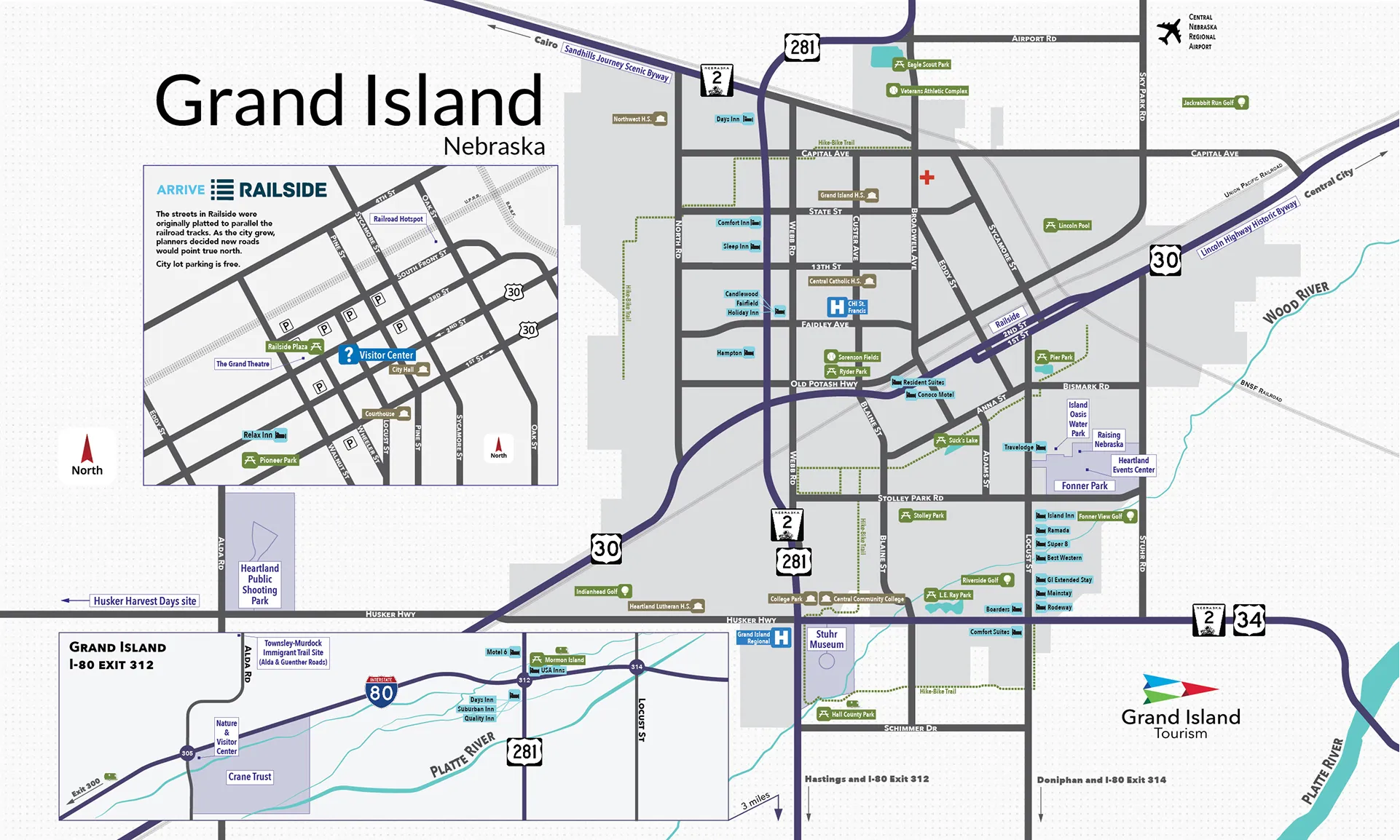 Grand island tourism map