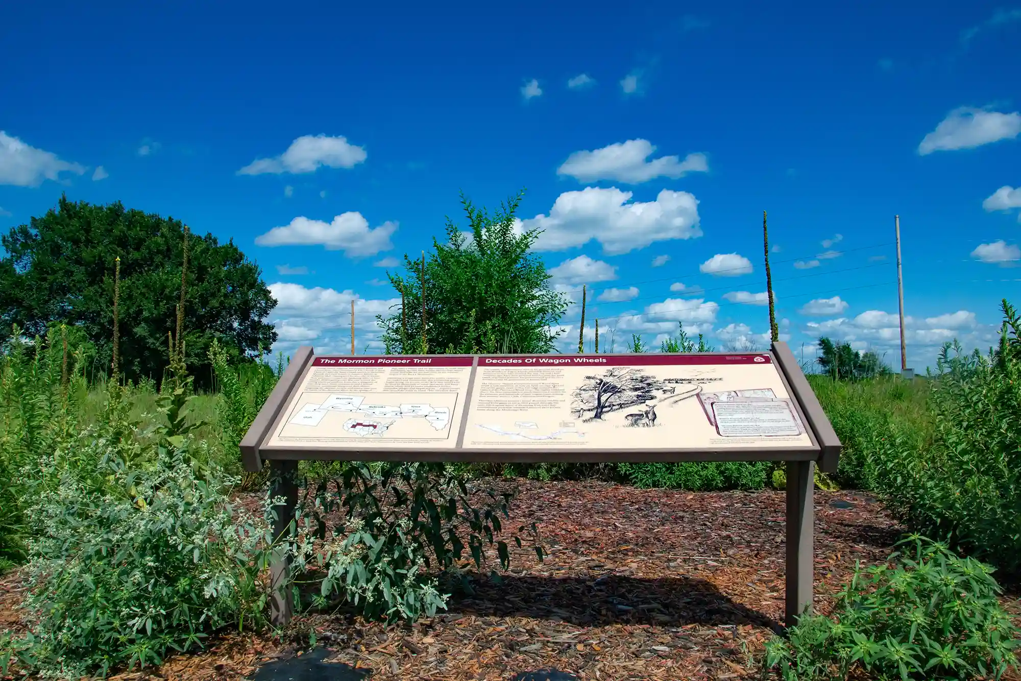 An information display at the Townsley Murdock Mormon Trail Site near Grand Island, Nebraska.