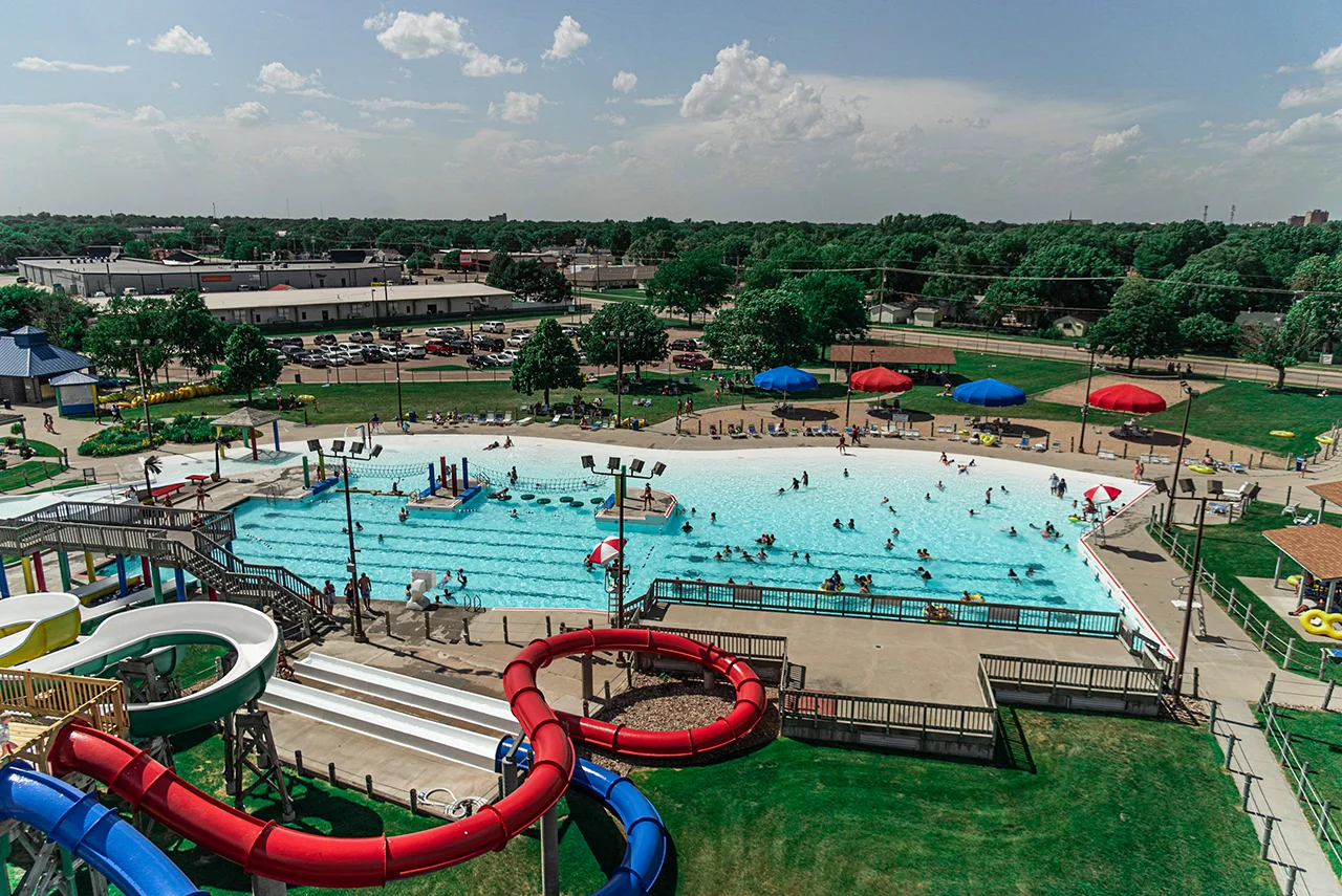 An aerial view of the water park in Grand Island, Nebraska.