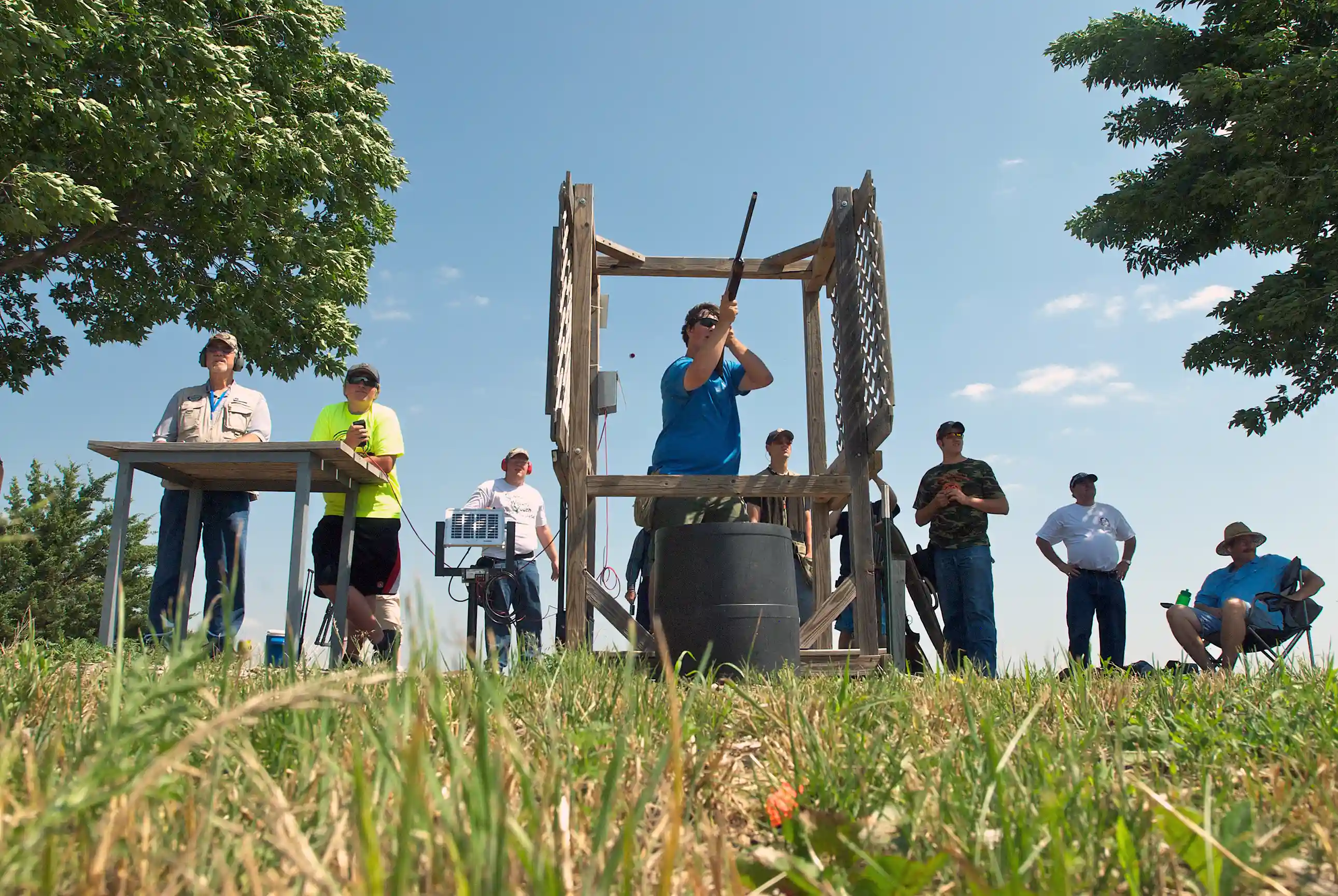 A group at the sporting clays range in Grand Island, Nebraska.
