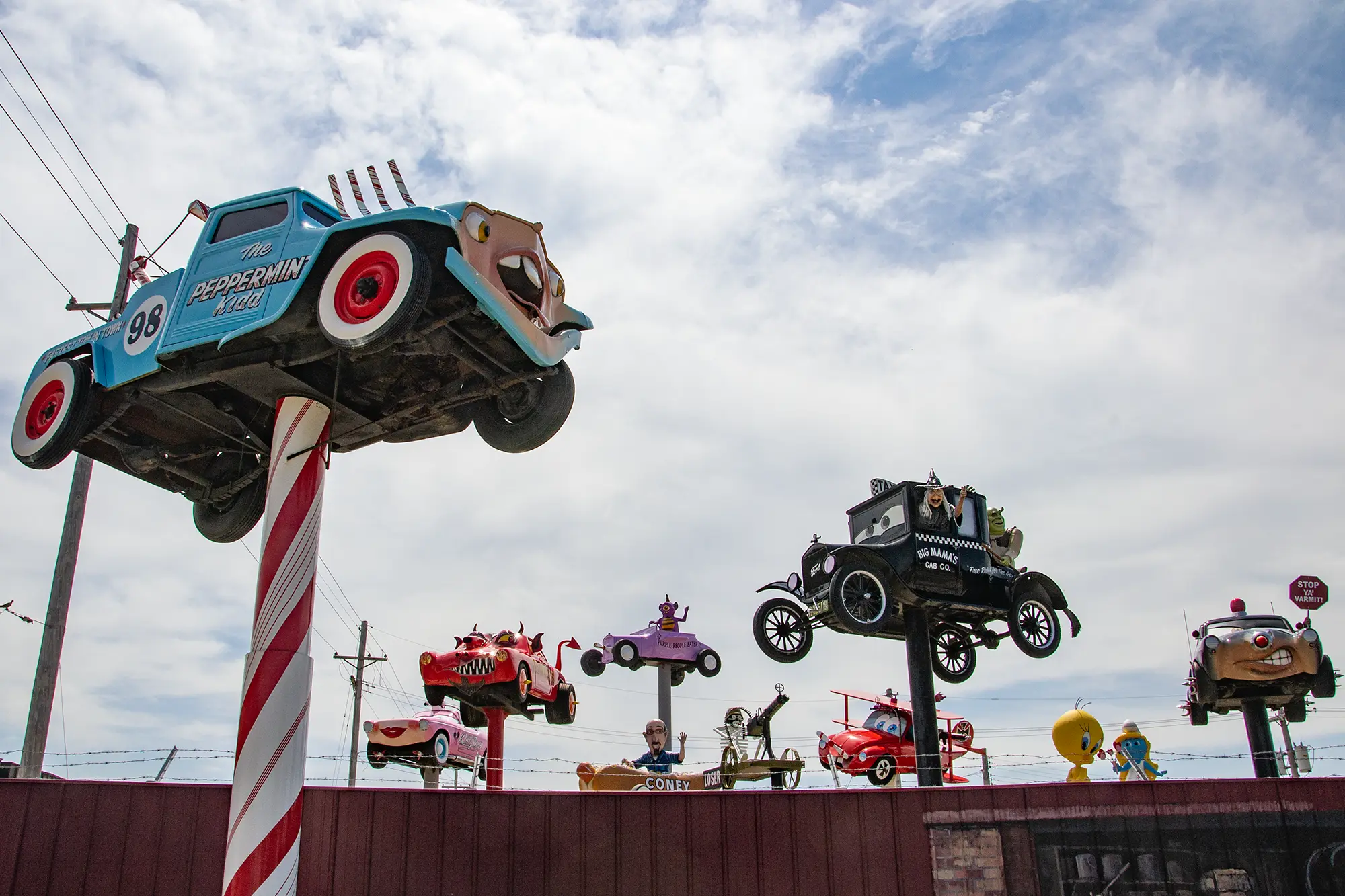 Fred's Flying Circus on Fourth Street in Grand Island, Nebraska, is a unique roadside attraction.