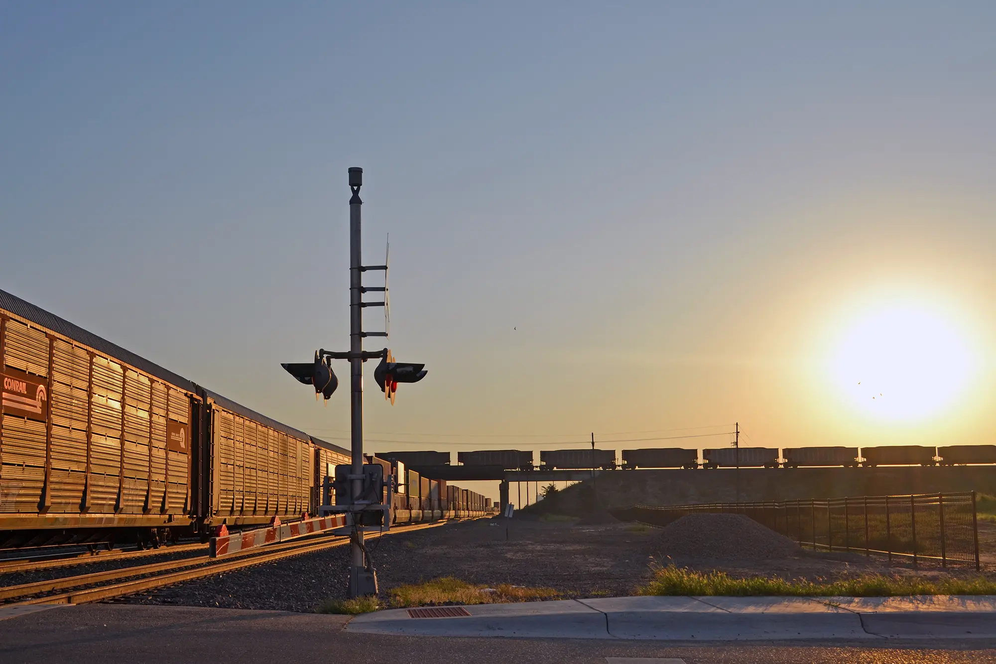 The flyover in downtown Grand Island, Nebraska, is a hot spot for train lovers. 