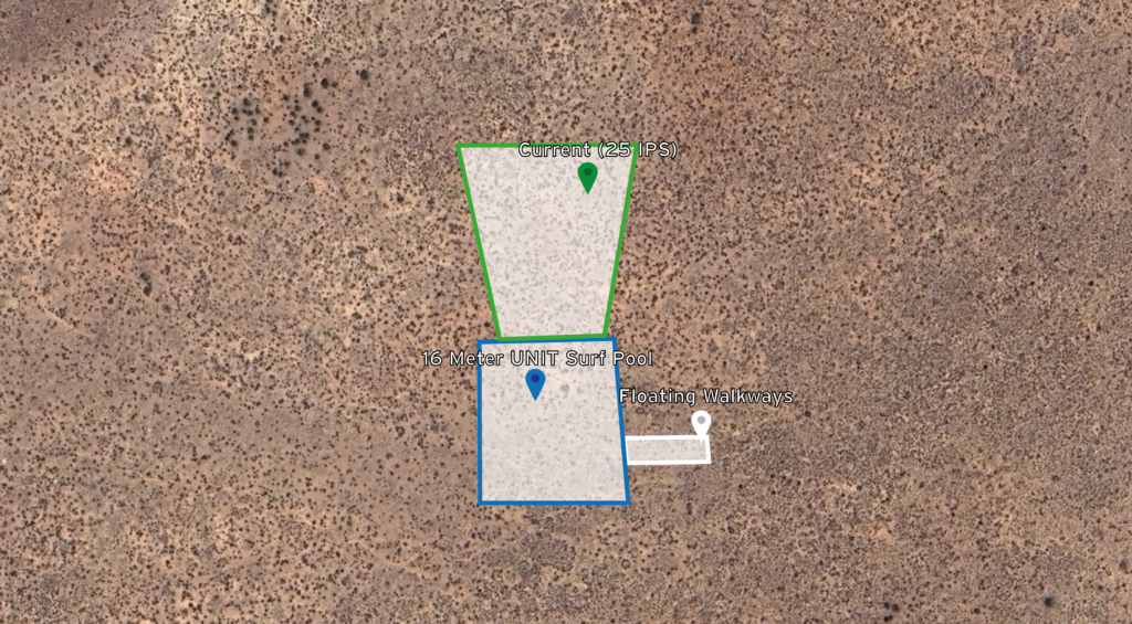 First sketch of a UNIT surf pool inside the landscape