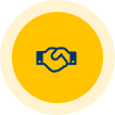 Icon of two hands shaking inside a yellow circle, symbolizing partnership or agreement.