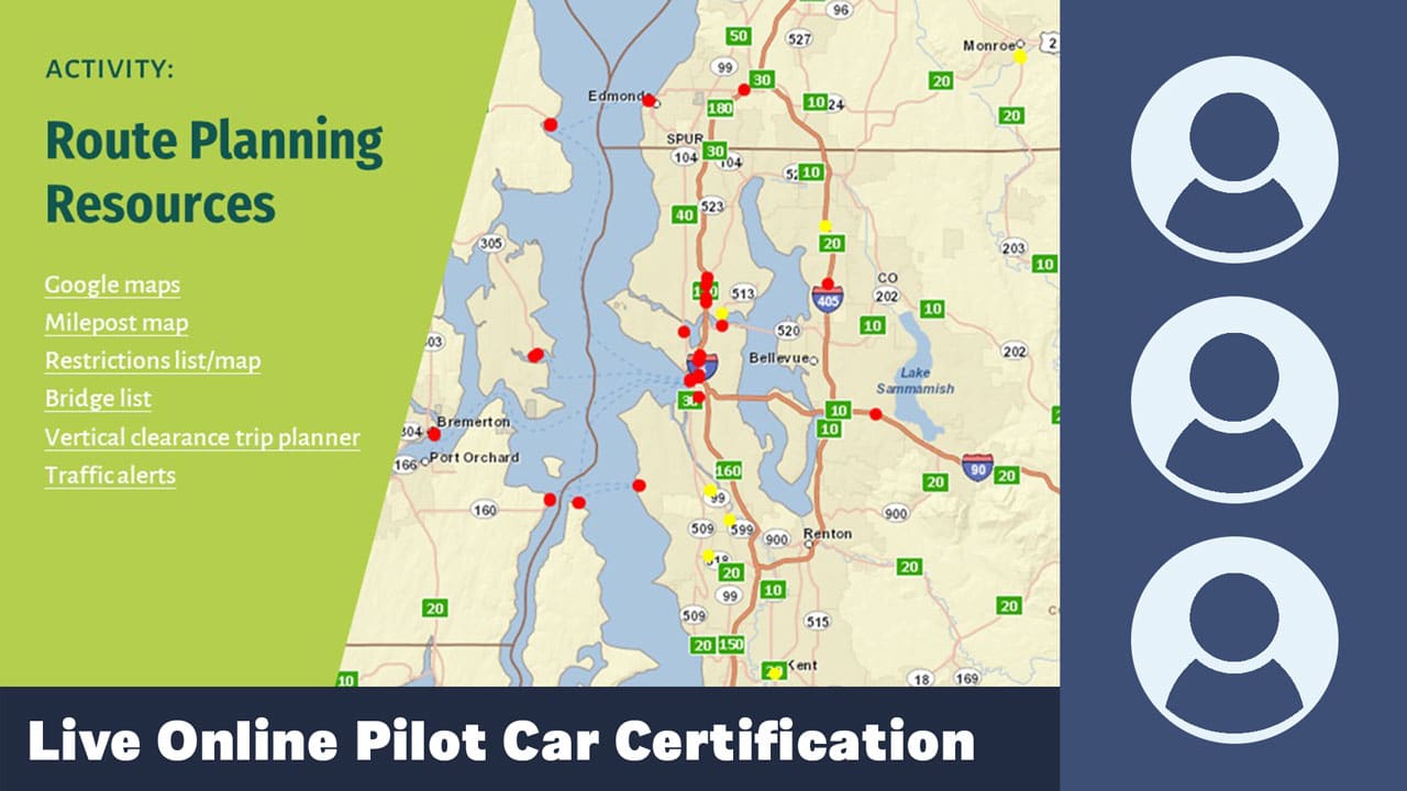 Route planning resources, pilot car certification