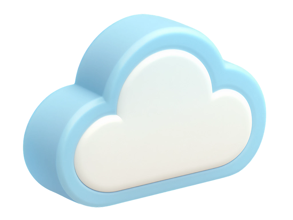 A blue and white cloud shaped object on a black background.