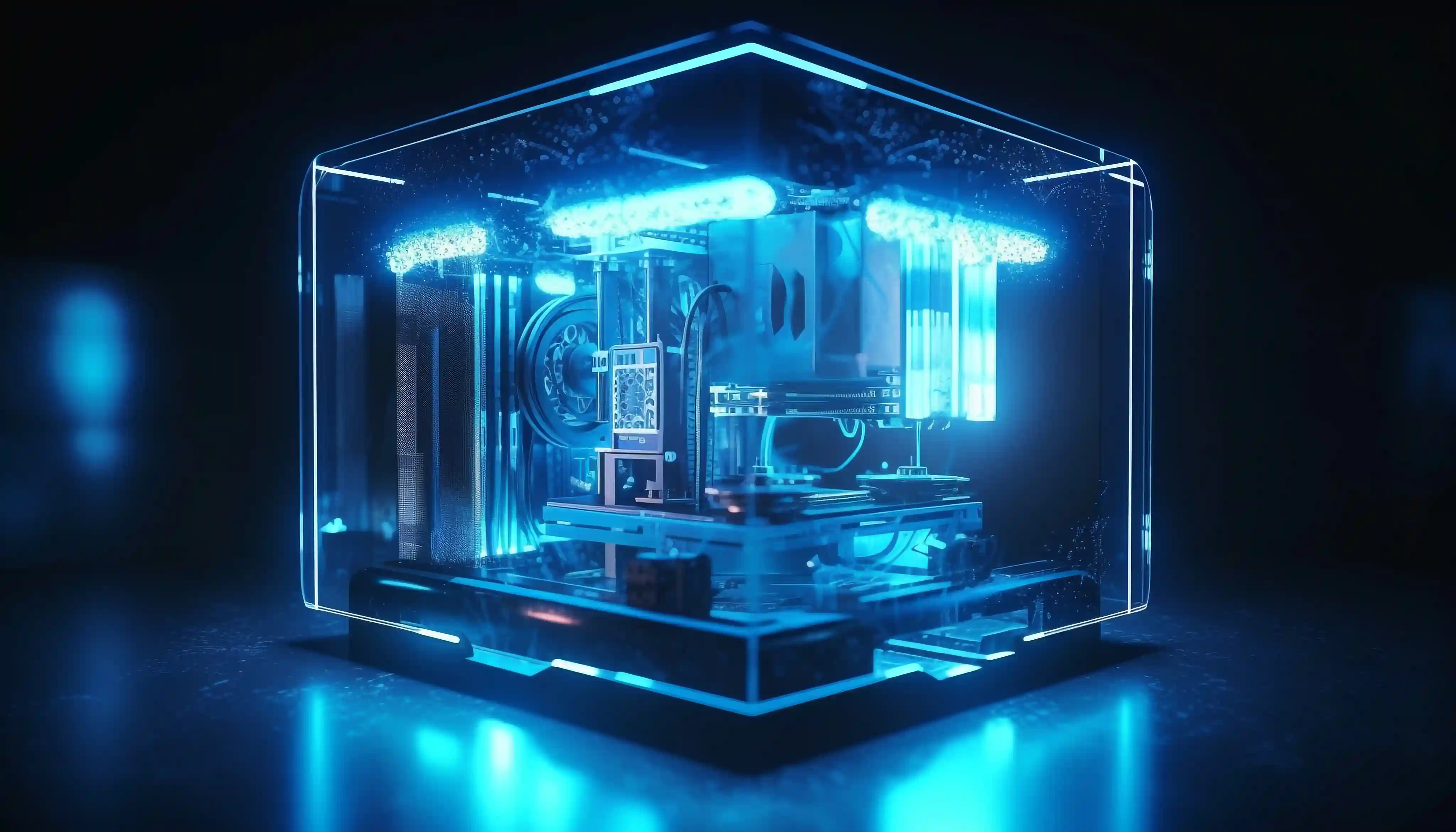 A computer case sitting on top of a table.