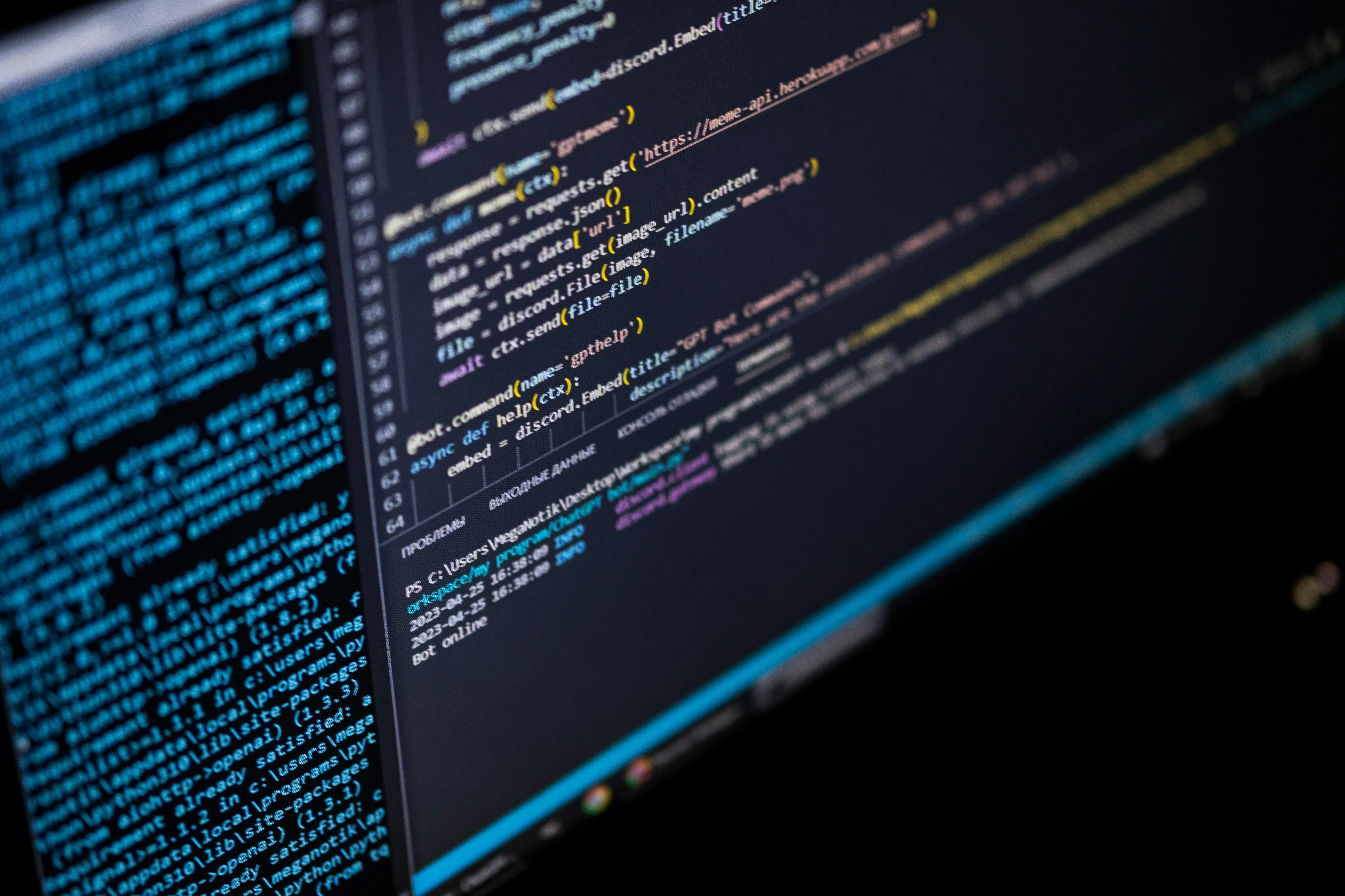 A close up of a computer screen with code on it.