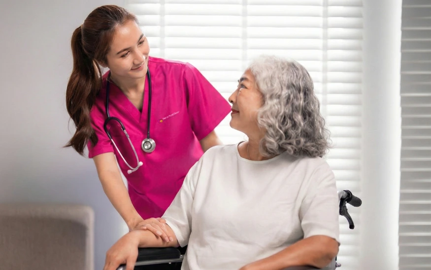 Nurse Next Door caregiver providing in-home respite care