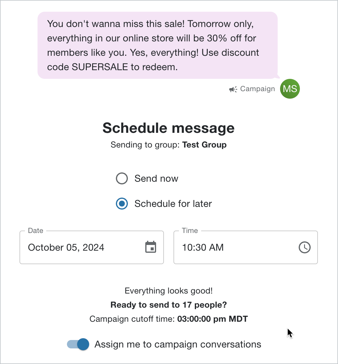 launching SMS campaign