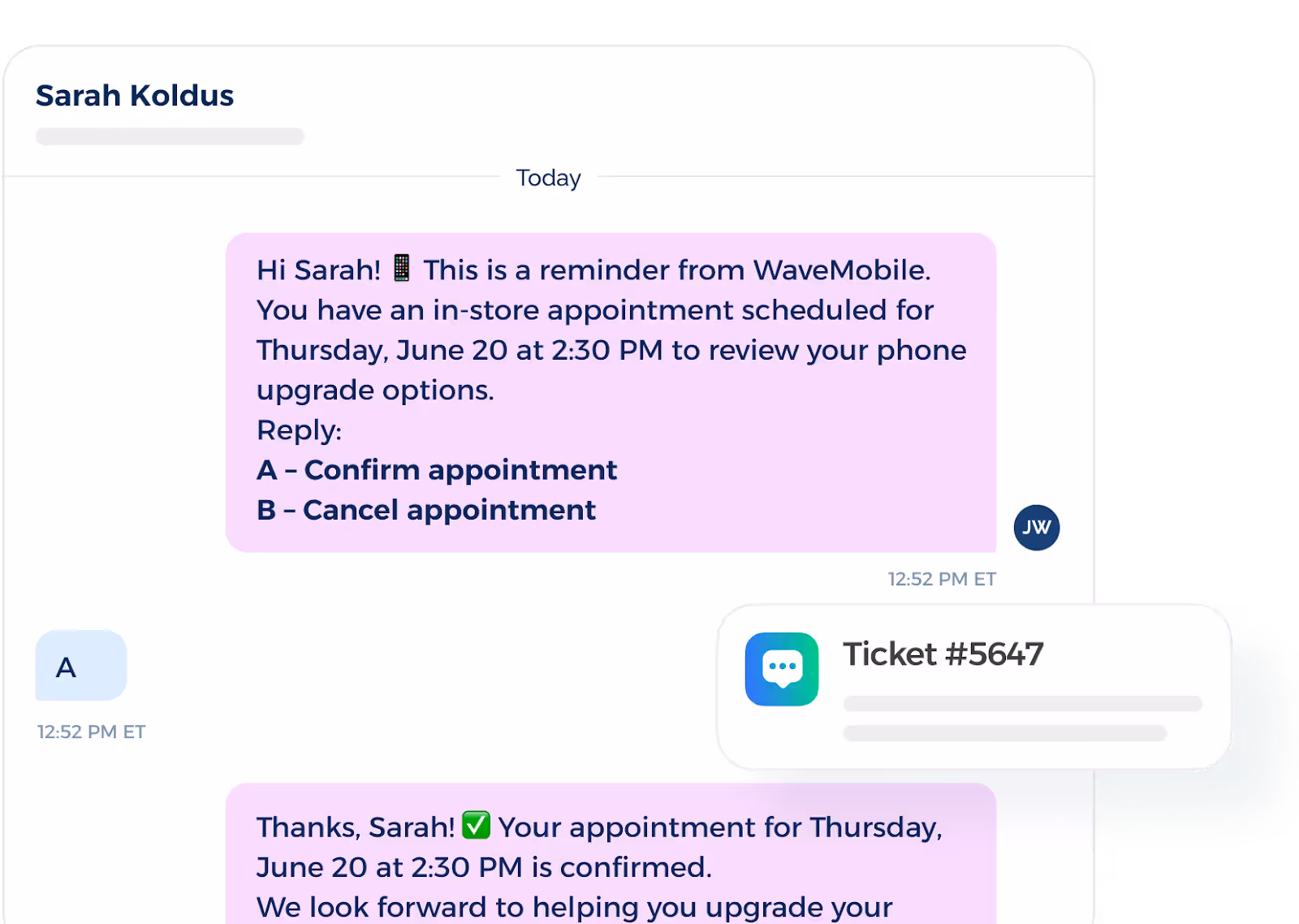 appointment reminder sms example