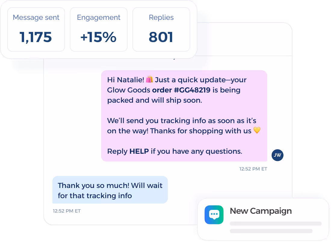 order update sms message