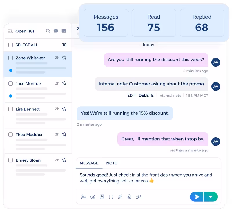 TextUs SMS conversation view