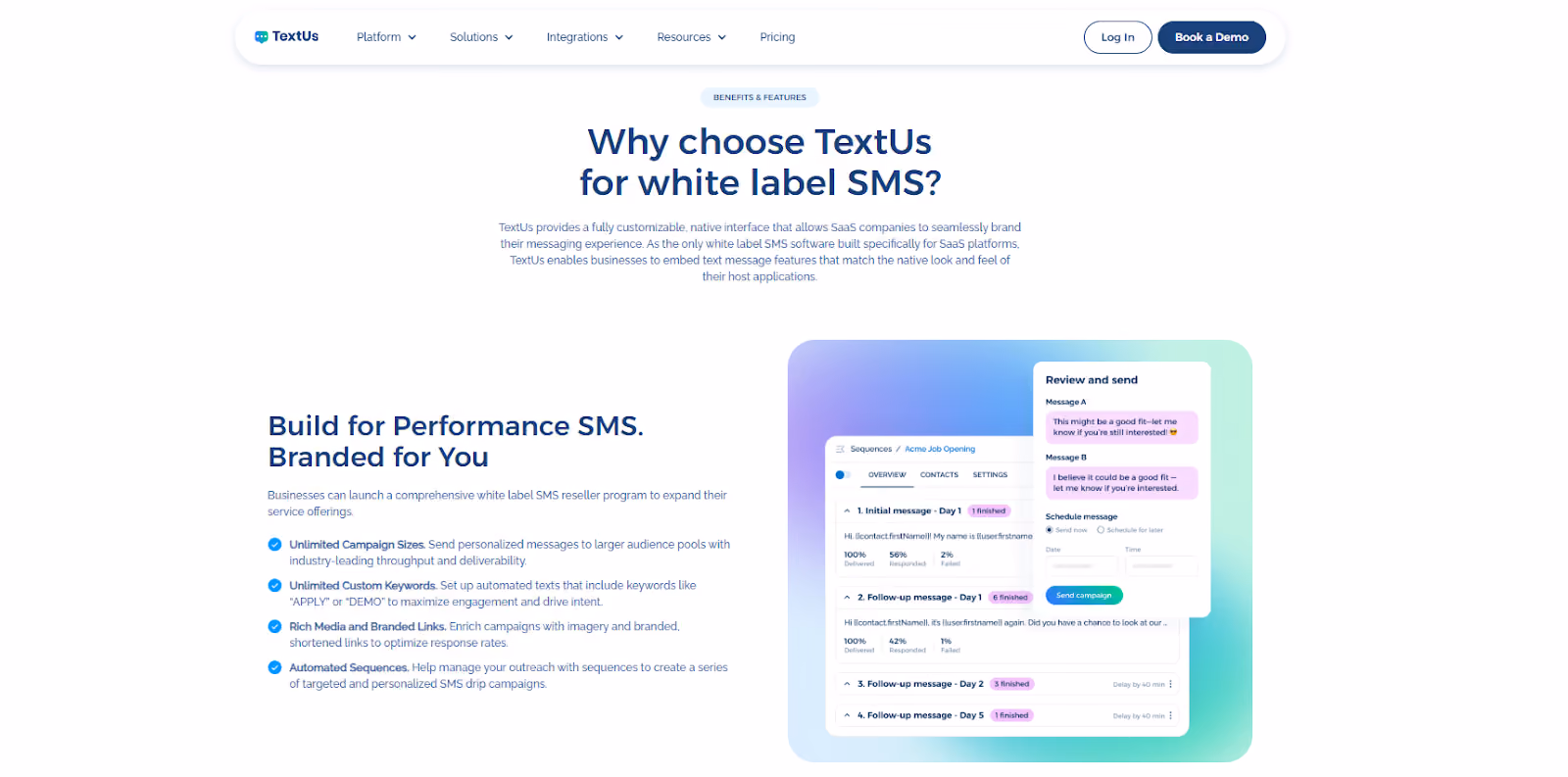 TextUs white-label SMS marketing platform