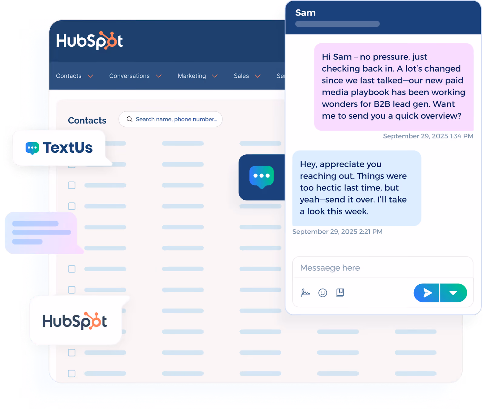TextUs and HubSpot integration