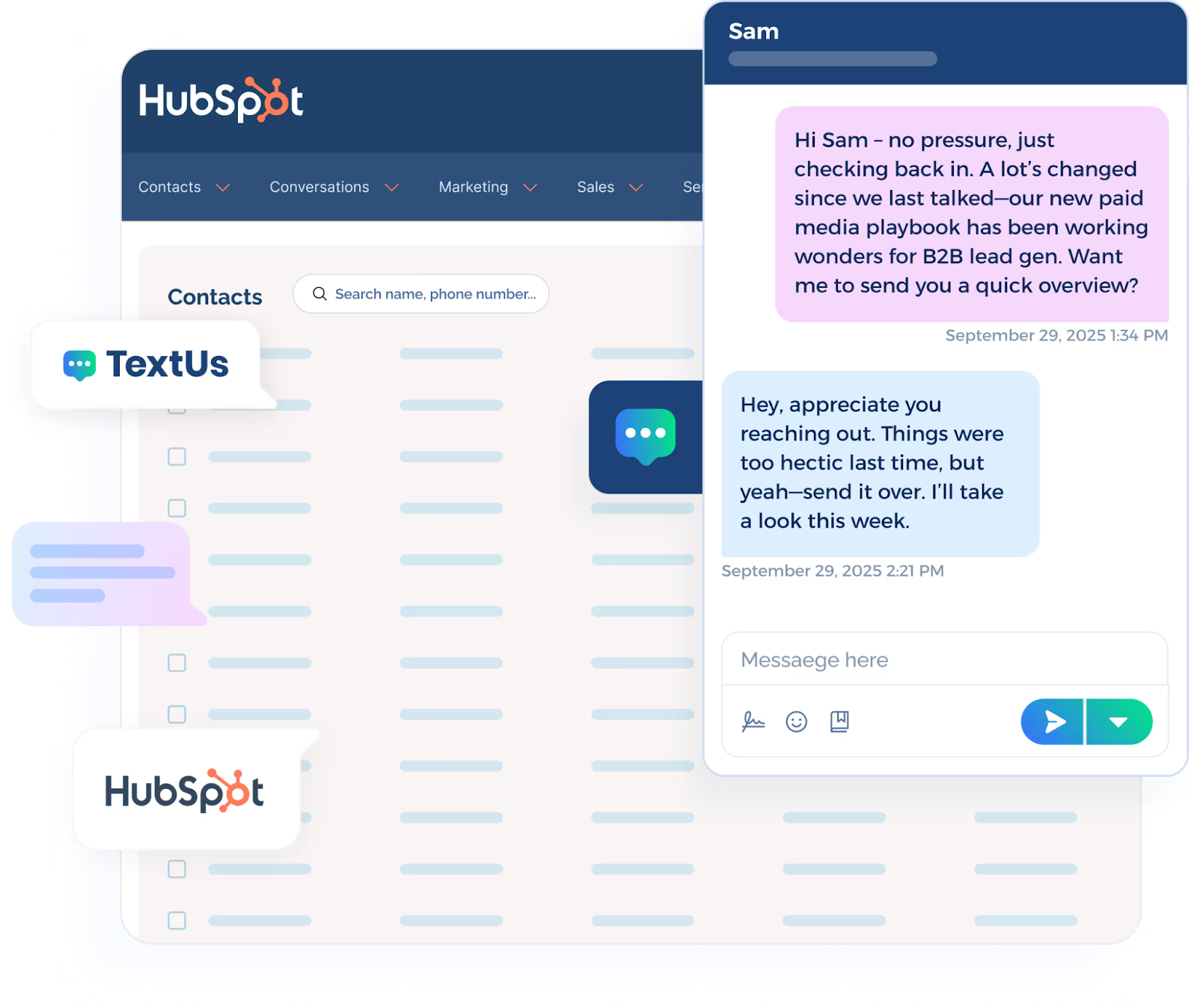 TextUs and HubSpot integration