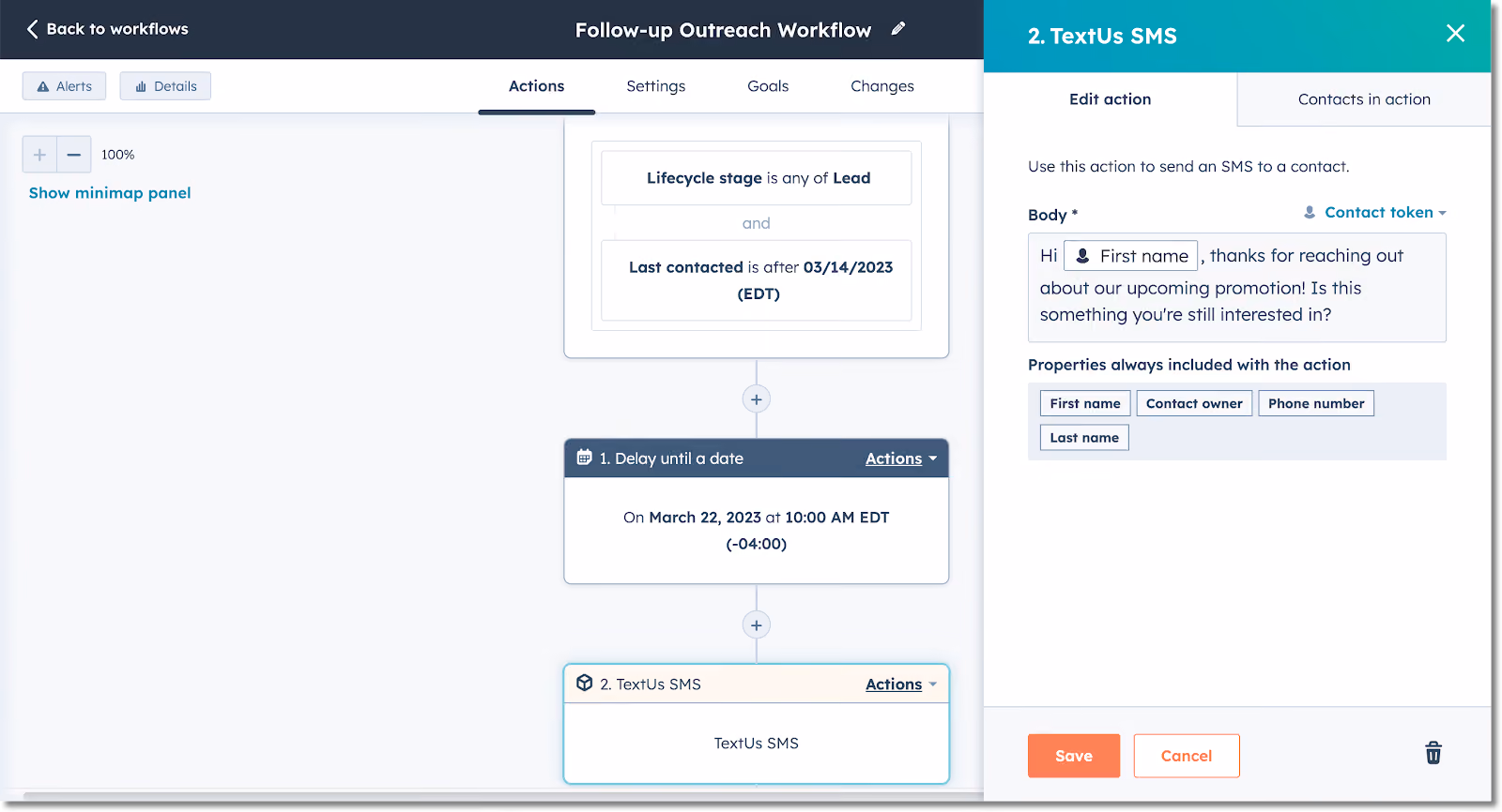 setting up HubSpot and TextUs integration