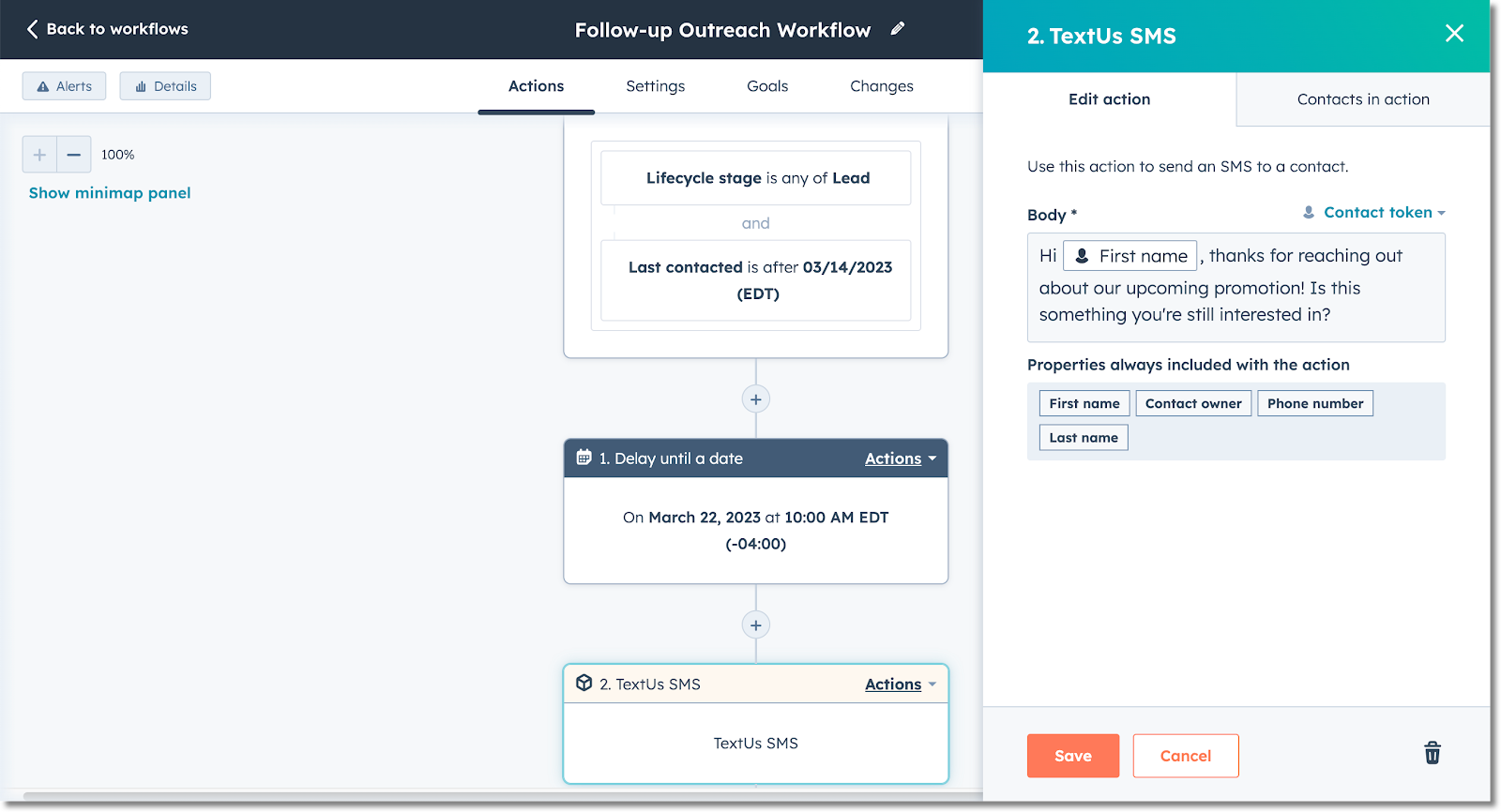 setting up HubSpot and TextUs integration