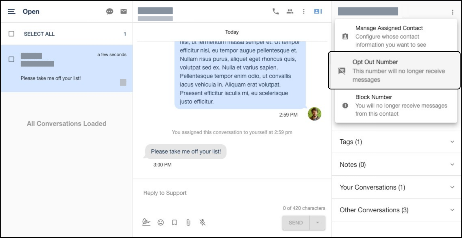 TextUs opt-out support
