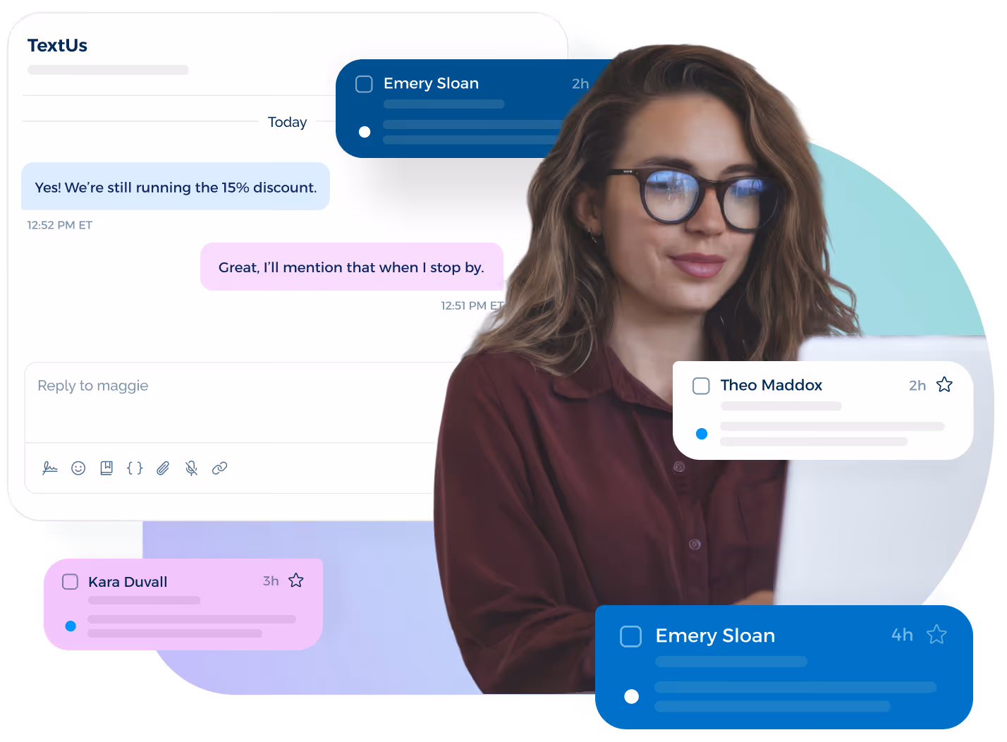 TextUs team collaboration