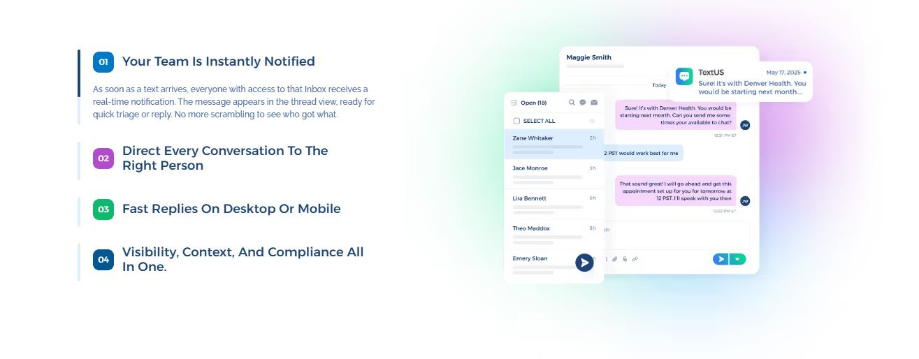 Team notifications in TextUs