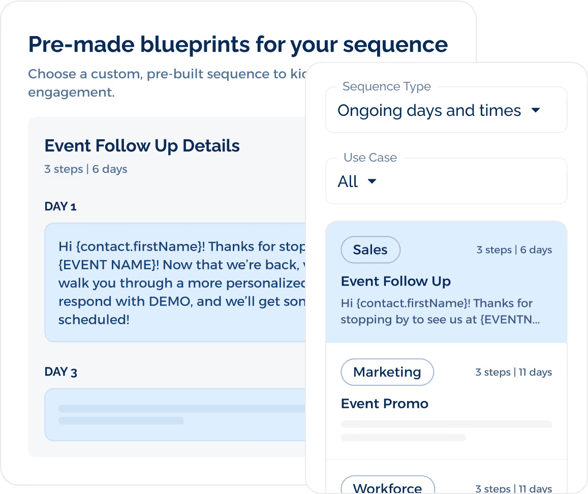 TextUs event follow-up template
