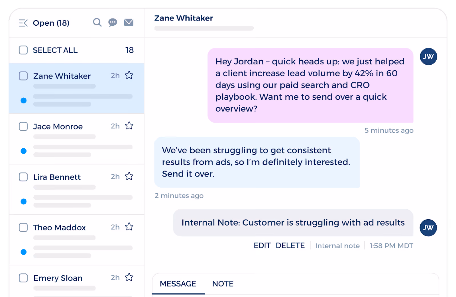 TextUs messaging dashboard
