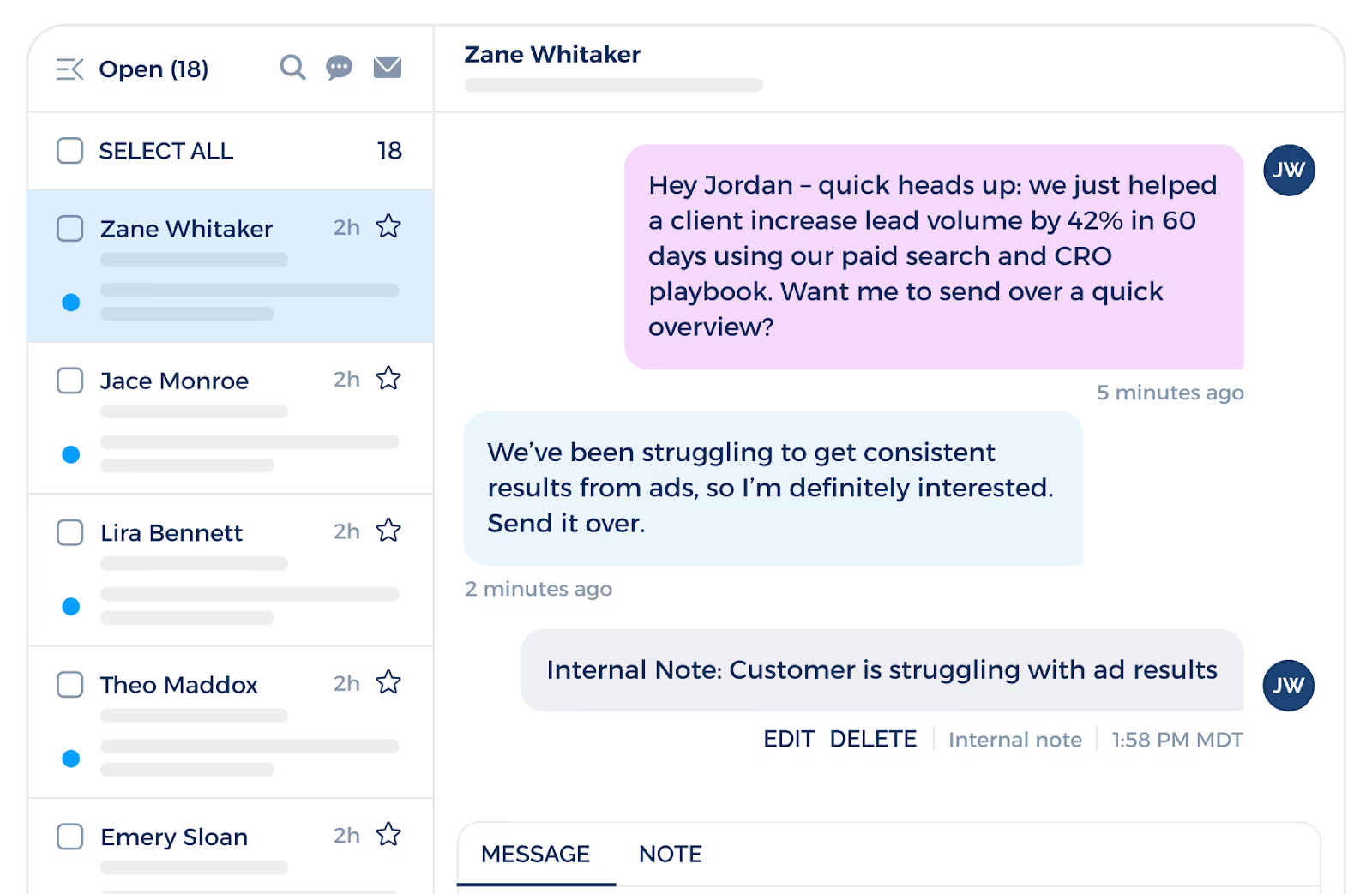 TextUs messaging dashboard